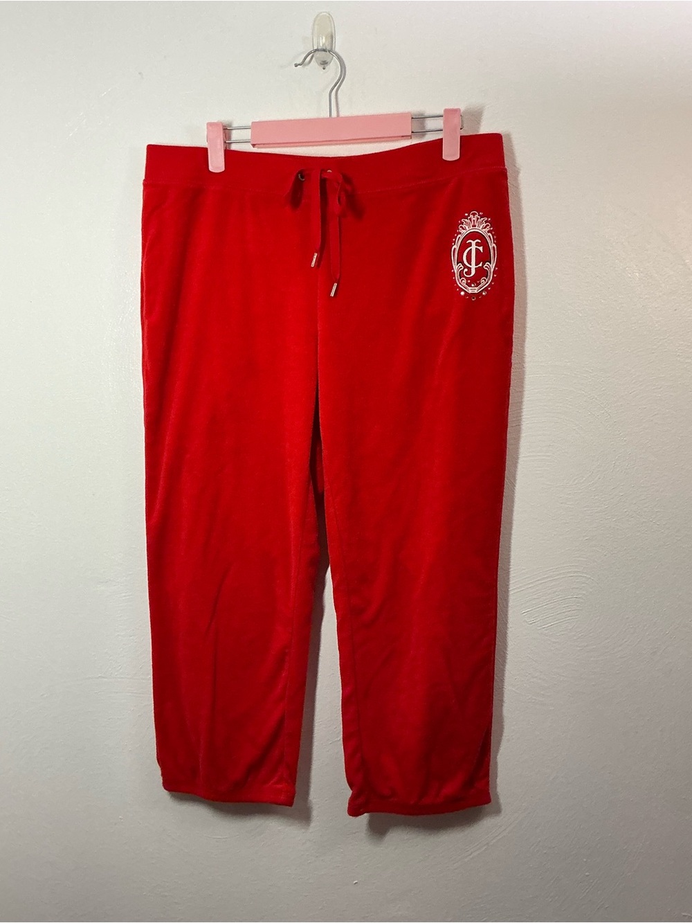 Juicy Couture Red Terry Drawstring Capri Sweatpants Size Large